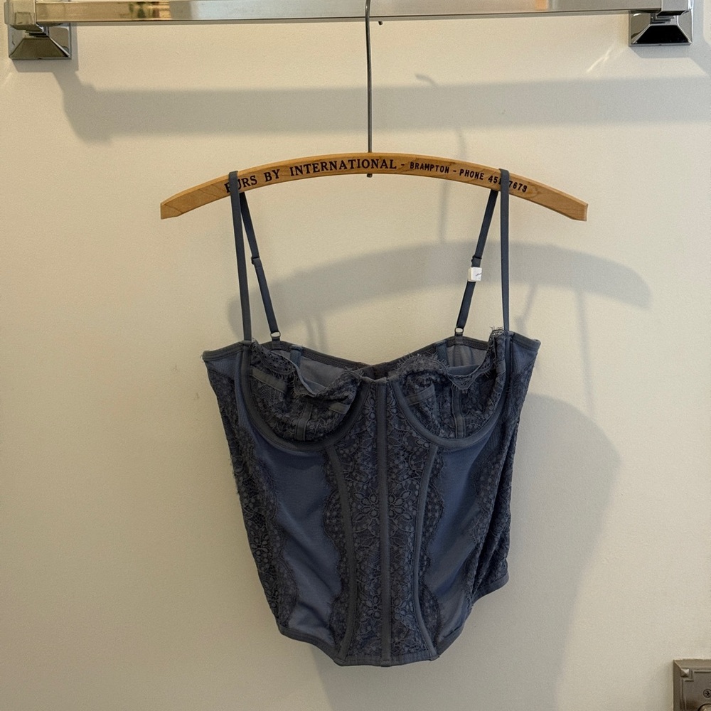 Urban Outfitters Lace Corset Top in Blue